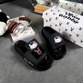 Dép quai ngang nữ logo Helokitty cute quai ngang thêu nổi - cao 4cm  BẢO HÀNH/HỖ TRỢ ĐỔI SIZE