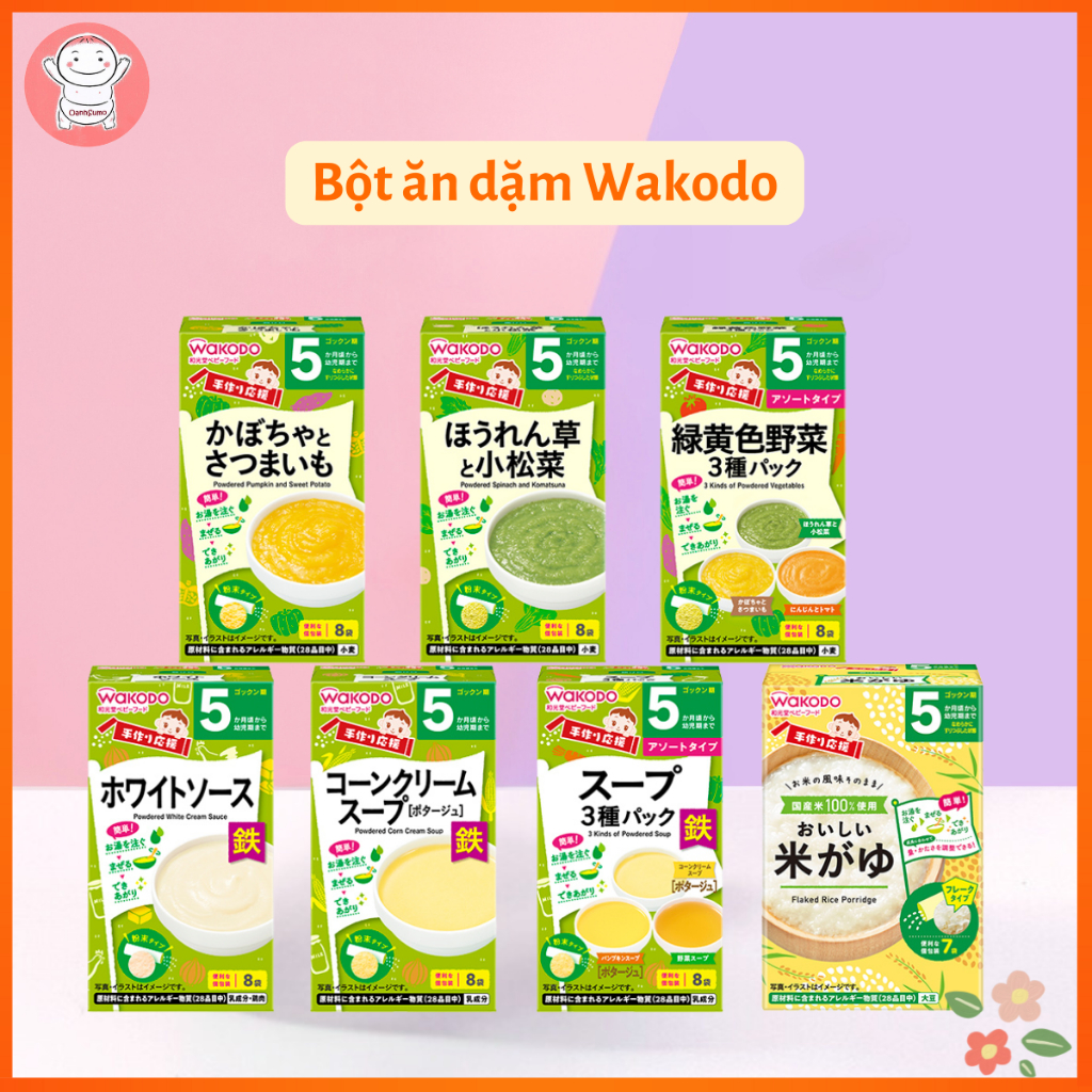 Bột ăn dặm Wakodo Nhật cho bé từ 5m (date 7/2026)