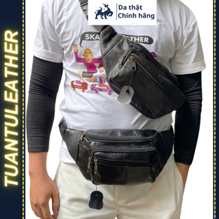 Túi đeo chéo da bò thật cao cấp BAG - Túi bao tử đeo hông đeo chéo ngực chính hãng