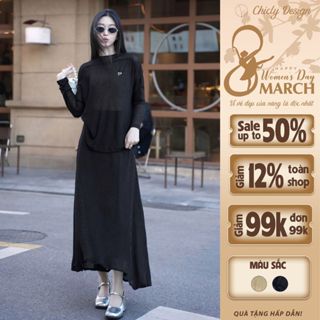 Set Đồ Nữ Chân Váy Dài Len Tăm Thu Đông ChicLy Design Đi Chơi Đi Dạo - AV799