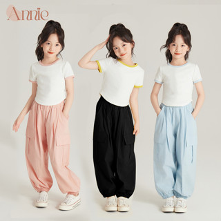 Quần dài cho bé gái quần ống rộng túi hộp Annie baby quần kaki bo gấu, dáng jogger Hàn Quốc mẫu hè 2025 QD25001