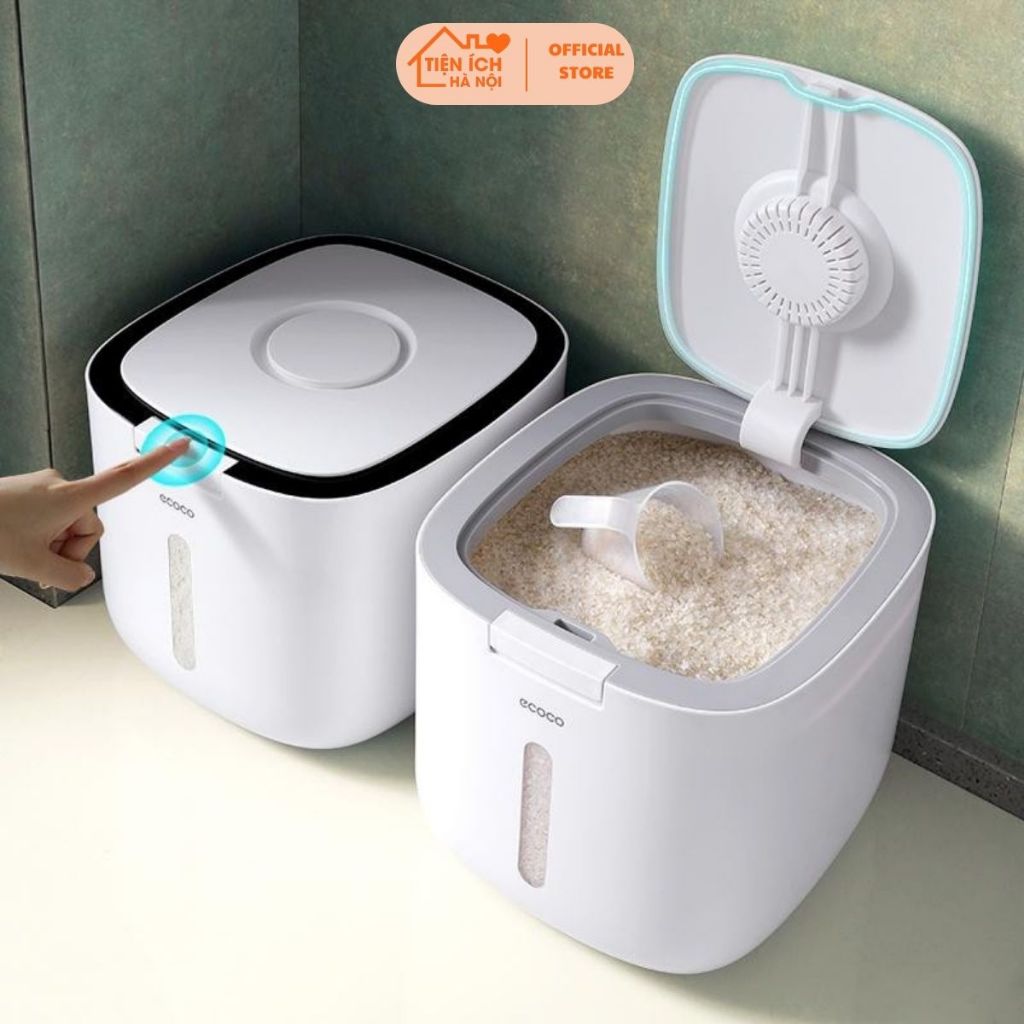 Thùng Đựng Gạo ECOCO Cao Cấp 5Kg 10Kg Hộp Đựng Gạo Có Viền Silicon Chống Ẩm Chống Mối Mọt