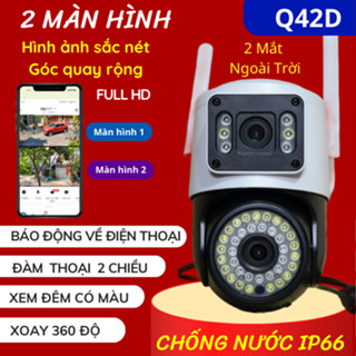Camera Wifi Yoosee 2 Mắt Ngoài Trời Q42D 16Mpx - Hình Ảnh Sắc Nét Góc Quan Sát Rộng - Xoay 4 Chiều Đàm Thoại 2 Chiều