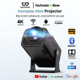 Máy chiếu mini Goojodoq Bluetooth 5.0 Máy chiếu di động xoay 180° Hệ thống Android 11 250ANSI