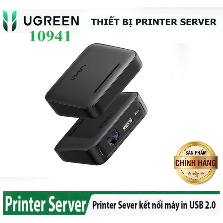 Thiết bị Printer Server Ugreen 10941 CM248 (in qua mạng hoặc Wifi,Kèm Adapter Micro USB 5V/ 1A )