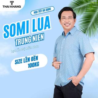 Áo sơ mi nam ngắn tay trung niên THÁI KHANG vải lụa mềm form classic rộng rãi thoải mái  ATK15