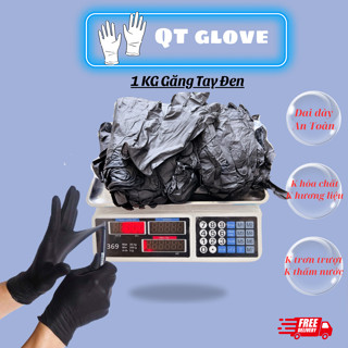 1KG Găng tay cao su y tế, bao tay y tế Latex đen, có nhám đầu ngón tay không trơn trượt, dùng trong Spa thẩm mỹ