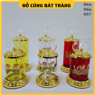 Đèn Dầu Thờ Cúng Hình Trụ Hình Sen Chất Liệu Thủy Tinh, Đèn dầu hỏa đặt bàn thờ Mã Đèn 057  - Đồ Cúng Bát Tràng