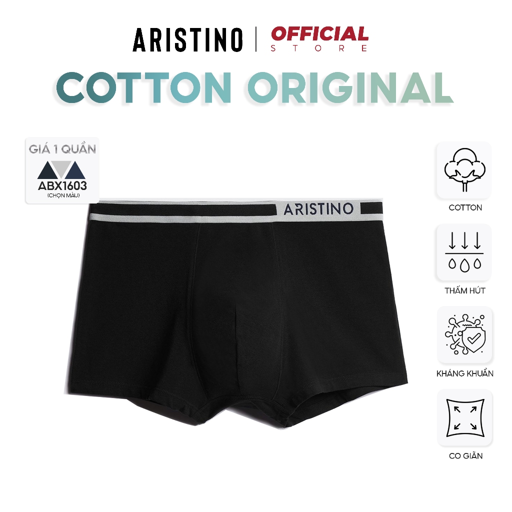 Quần lót nam ARISTINO sịp đùi nam boxer cotton cao cấp mềm mịn, kháng khuẩn thoáng khí - ABX1603
