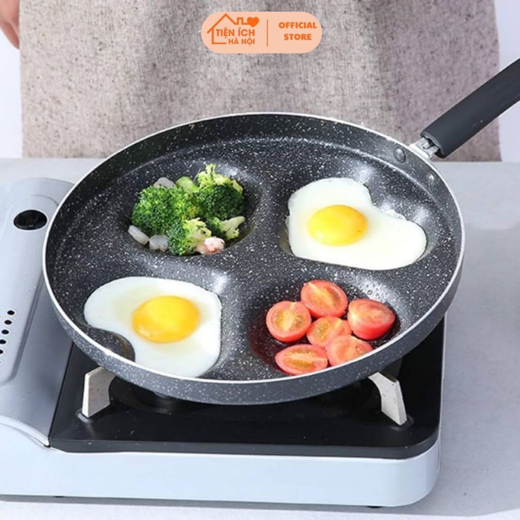 Chảo chiên ốp trứng 4 ngăn chống dính dùng được bếp từ