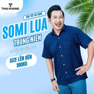 Áo sơ mi nam ngắn tay trung niên THÁI KHANG vải lụa co giãn mềm mịn form rộng classic ATK20