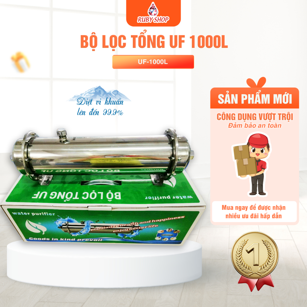 Bộ Lọc đầu nguồn UF vỏ INOX công suất 1000L/H