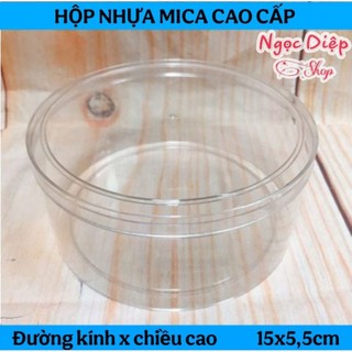   Size 15x5,5cm  Combo 10 Hộp nhựa tròn trong suốt cao cấp đựng yến hạt điều mứt bánh kẹo..... 