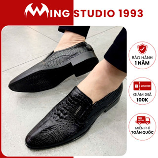 Giày Tây Nam Công Sở Da Bóng Mũi Nhọn Dập Vân Cá Sấu Thời Trang Hàng Ngày Đủ Size 38 Đến 43 Mã B13 Full Box