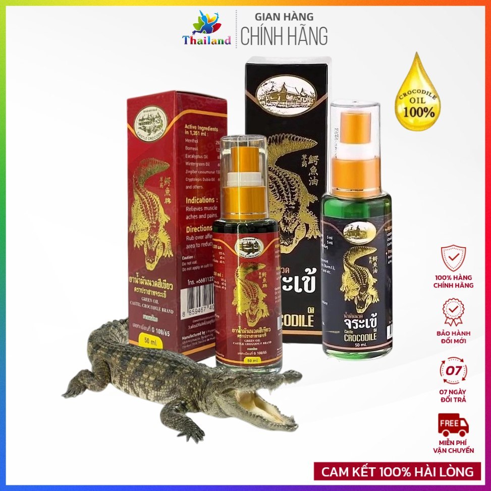 Mới ŉhất Dầu cá sấu ġiảm ƌau nhanh Castle Crocodile Oil ThaiLand