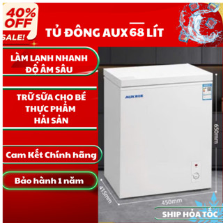 Tủ ĐÔNG MINI AUX 68 lít làm lạnh nhanh, tủ đông mini trữ sữa, thực phẩm đông lạnh, không gây tiếng ồn,chính hãng NSX
