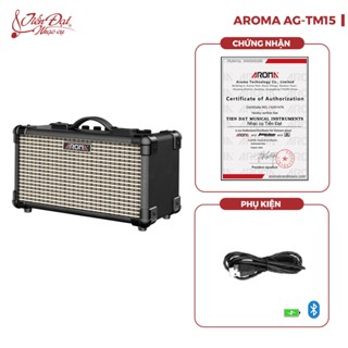  Chính Hãng Ampli  Amply  Âm Ly Guitar Điện Aroma TM-15 Kết Nối Bluetooth Pin Sạc Chất Lượng Cao 