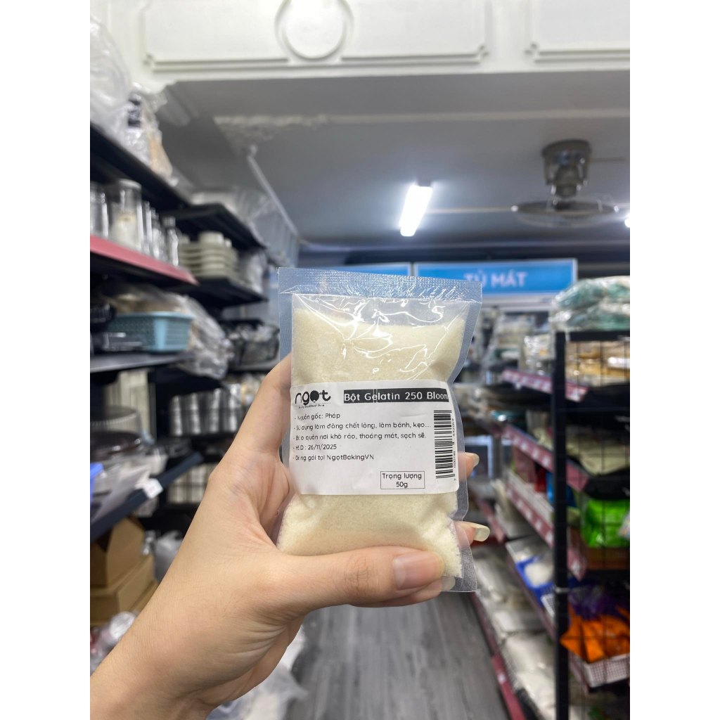 Gelatin bột Bloom 250 Pháp 50g (loại chiết)