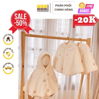  Áo khoác lông cho bé Monona  áo choàng bông thêu họa tiết dễ thương cho bé đi ra ngoài từ 0-3 tuổi - Minjeebaby 