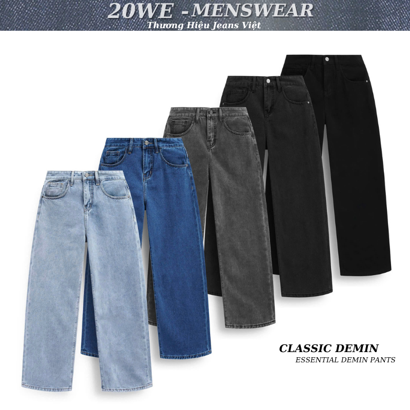 Quần Jean Đen Nam Ống Rộng DW01 Dáng Suông Chất Vải Dày Dặn Màu Wash Xám Trầm SMOKE V.1 - 20WE | BigBuy360 - bigbuy360.vn