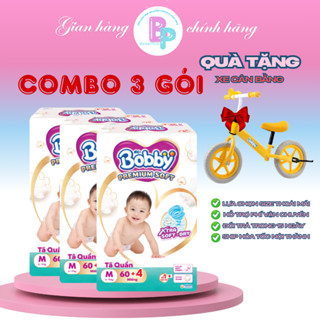 Bỉm quần Bobby Premium Soft MUA 3 TẶNG 1 xe cân bằng cho bé size M - L - XL - XXL  BebePlus [Hàng mới ra mắt]