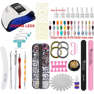 Nail World Combo làm nail Bộ làm nail tại nhà Đèn móng tay 54W/120W/280W Bộ dụng cụ làm móng Bộ làm móng sơn gel 54 chai