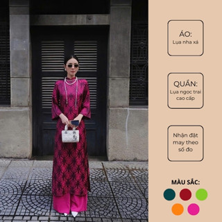 Áo dài cách tân 2 tà chất gấm thọ zơi co giãn mềm mịn đường may tỉ mỉ độ hoàn thiện cao