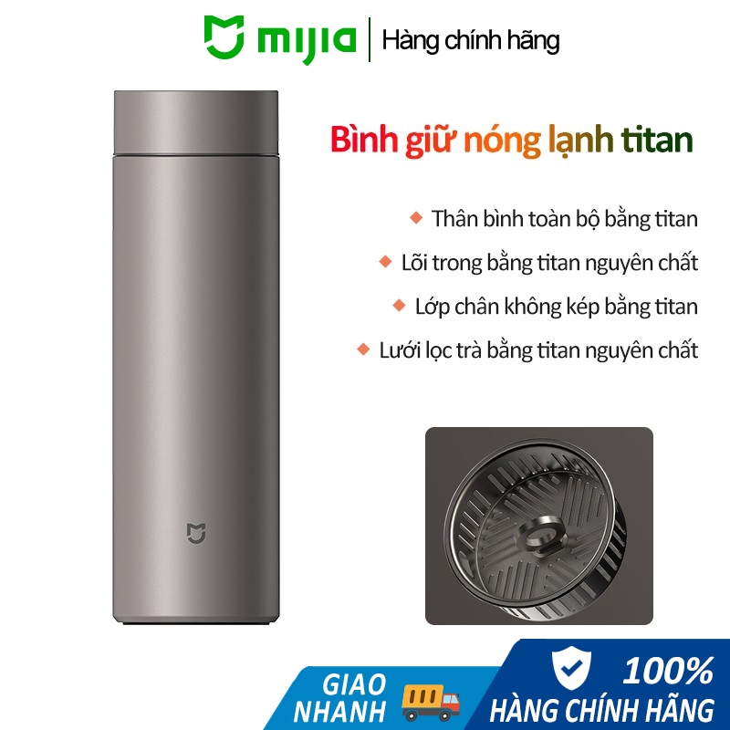 Bình giữ nhiệt Mijia Ti 2 480ml, kháng khuẩn 95%, 196g, vật liệu kim loại an toàn y tế
