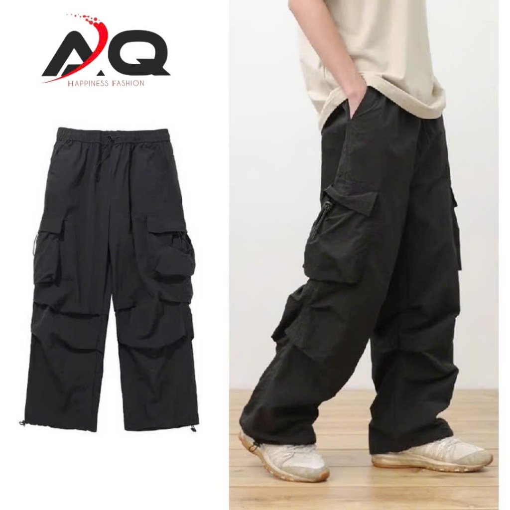 Quần ống rộng nam nữ RapViet vải dù phong cách quần ống suông dáng quần túi hộp