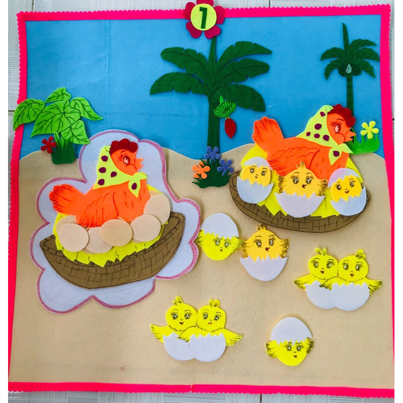 Tranh Lắp Ghép Bài Thơ “Đàn Gà Con” kích thước 60cm-60cm