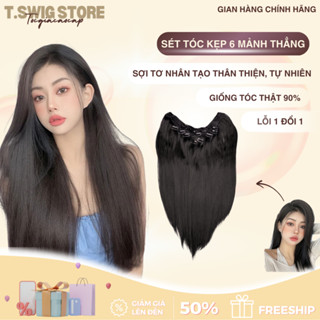 Tóc giả kẹp iAn, Tóc giả mảnh kẹp 6 phím sợi tơ lụa mờ cao cấp