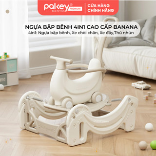 Ngựa Bập Bênh PAKEY Banana Cao Cấp 4in1, Phong Cách Hàn Quốc Cho Bé, Thú Nhún Vui Nhộn Đa Năng Cho Bé - Bảo Hành 6 Tháng