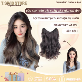 Tóc giả kẹp xoăn sóng tóc kẹp dải U xoăn light xám khói cá tính mẫu mới