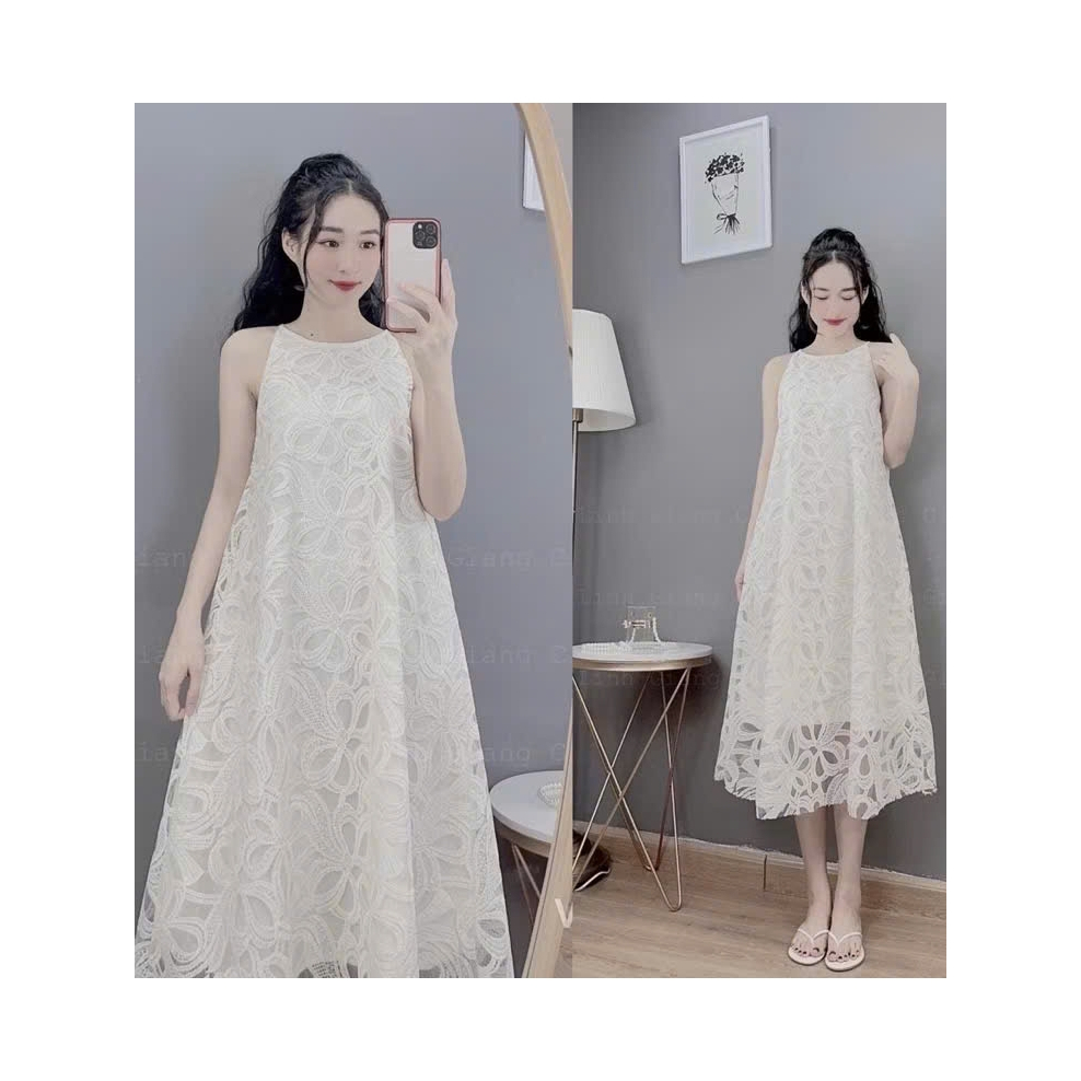 (MV05) - Váy yếm / Đầm dáng xuông ren 2 lớp mềm mát - Baby doll