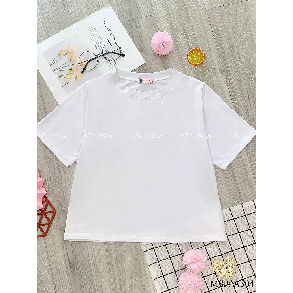 Áo cotton cộc tay trắng cho bà bầu A304 B2 MUM