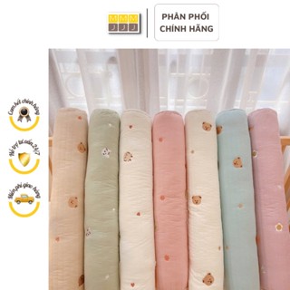 Gối ôm cho bé Mochee/Monona, gối ôm trẻ em vải xô muslin, vải trần bông thêu họa tiết - Minjee