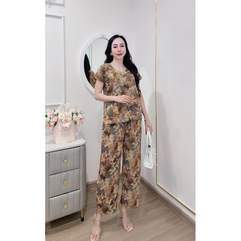 Bộ lụa hàn châu trung niên cao cấp, bộ lụa dài cho bà và mẹ