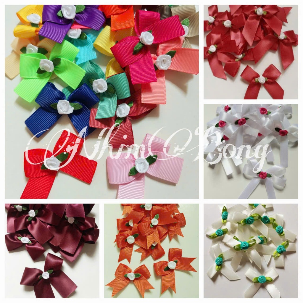 Set 10 nơ lụa phối hoa (N80)