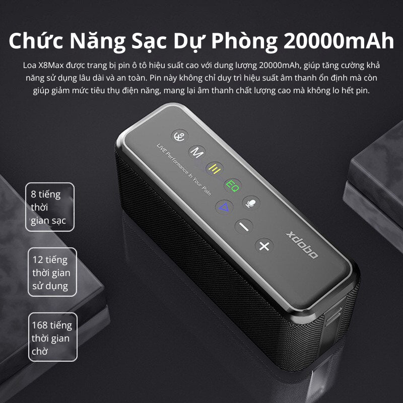 Loa Bluetooth 5.0 Di Động Xdobo X8 Max công Suất 100W, Chống Nước IPX5, Hỗ Trợ EQ, Thẻ TF Cổng AUX | BigBuy360 - bigbuy360.vn