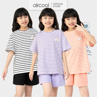 Bộ quần áo cộc tay cho bé gái AIRCOOL cotton mềm mát co dãn tốt thoải mái ngày hè cho Bé-BCBG14
