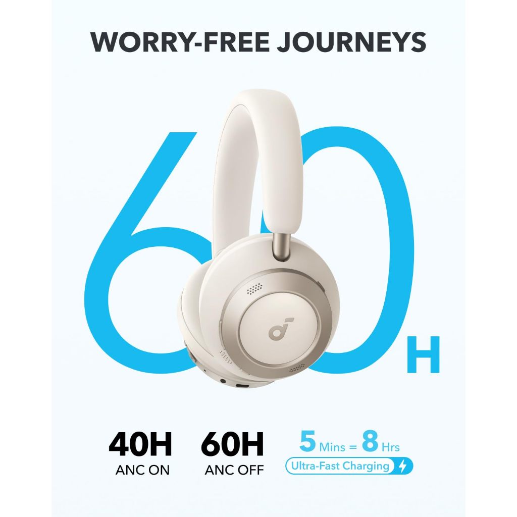 Soundcore Space One Pro by Anker Tai nghe chụp tai chống ồn chủ động thích ứng Hi-Res Thiết kế siêu gập | BigBuy360 - bigbuy360.vn