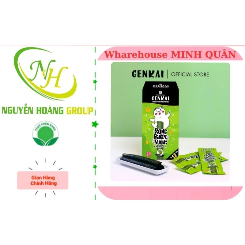 GENKAI Rong Biển Nướng Cuộn Vị Tự Nhiên 43.2g (3.6g x 12 gói)