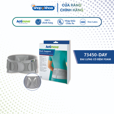 Đai Lưng Có Đệm foam  Actimove Back Support 73450-DAY, Màu Xám - Nhập Khẩu Chính Hãng Châu Âu