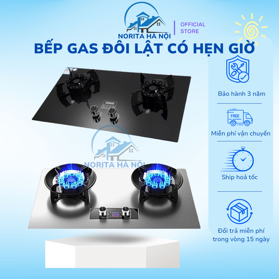 Bếp gas đôi cửa lật cao cấp Tokyo 10 đầu đốt tiết kiệm gas, dễ lau chùi