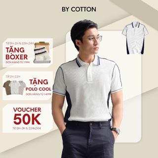 Áo Thun Polo Nam Cao Cấp Chất Liệu Waffle Màu Trắng Phối Xanh Đen By Cotton