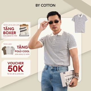 Áo Thun Polo Nam Cao Cấp Phối Sọc Nhuyễn Màu Xanh Đen BY COTTON