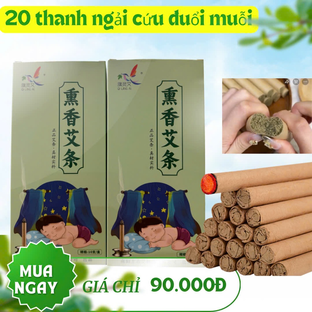 combo 20 thanh ngải cứu đuổi muỗi (hàng chuẩn) an toàn cho cả gia đình cả trẻ em và mẹ bầu