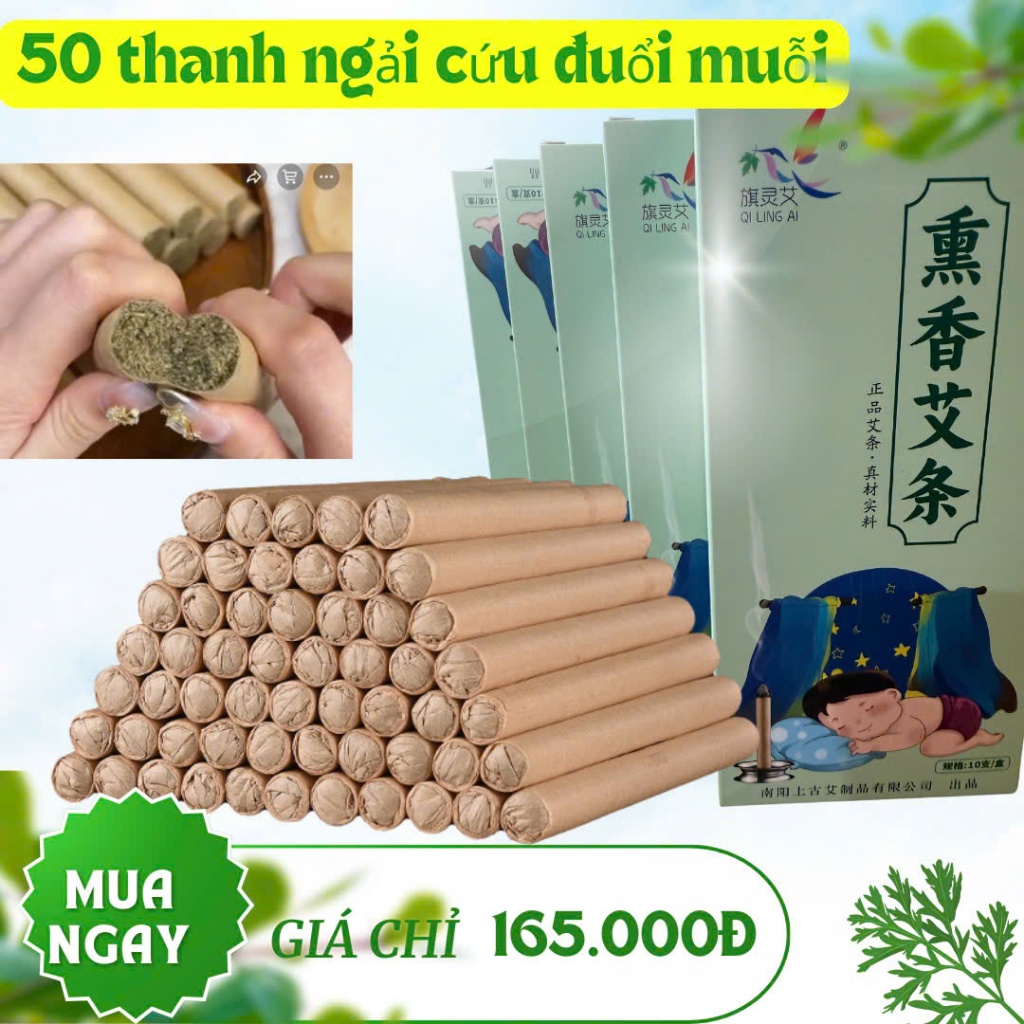combo 50 thanh ngải cứu đuổi muỗi an toàn cho mẹ bầu và trẻ em