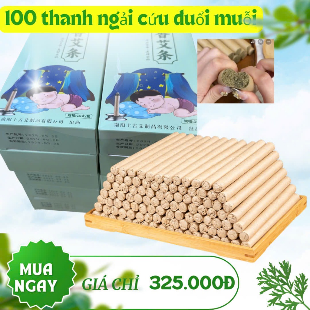 combo 100 thanh ngải cứu đuổi muỗi hàng loại 1 an toàn cả cho mẹ bầu và trẻ em