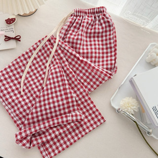  Quần Dài Nữ ống rộng dáng suông KẺ thời trang chất thô cotton mát 